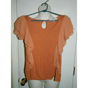 XXI Forever 21 Rust Ruffle Orange Top Blouse Size Large